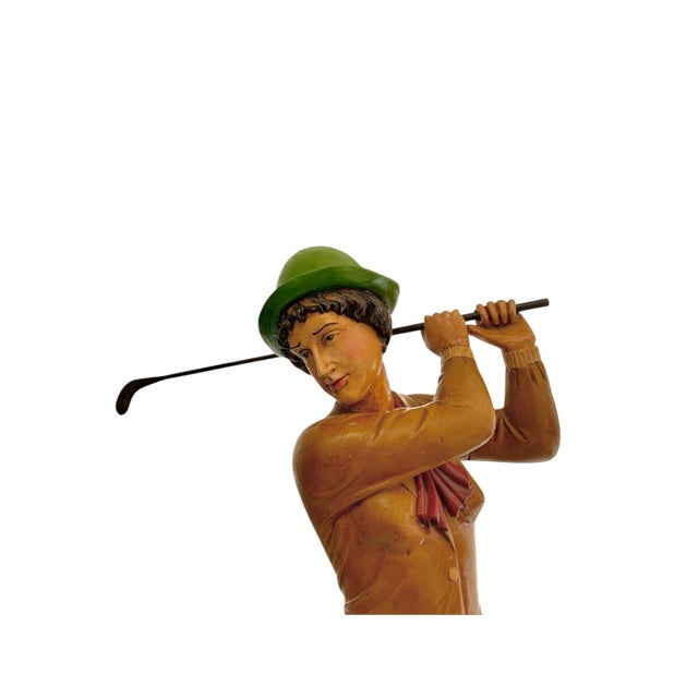 Lady Golfer Statue Large Female Sculpture Vintage Country Club Decor For Sale - Image 4 of 10