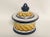 A hand-painted Spanish Triana lidded dish made in Seville Spain. The beautifully crafted ceramic bowl uses deep blue and...
