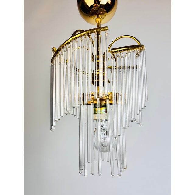 Glass 1980s Vintage Glass Rod Chandelier With Brass Frame For Sale - Image 7 of 16