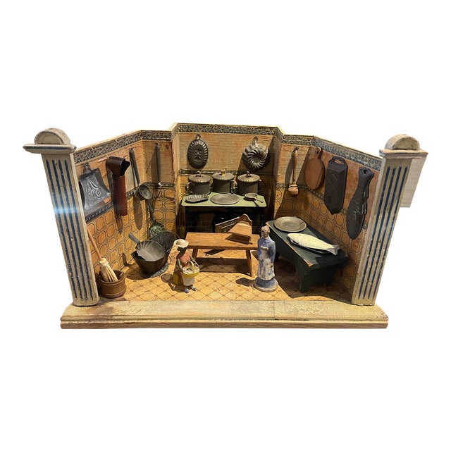 Antique Kitchen Diorama 35 Pieces, Label Reading g.a.. Schwarz Pennsylvania German For Sale