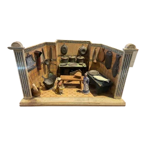 Antique Kitchen Diorama 35 Pieces, Label Reading g.a.. Schwarz Pennsylvania German