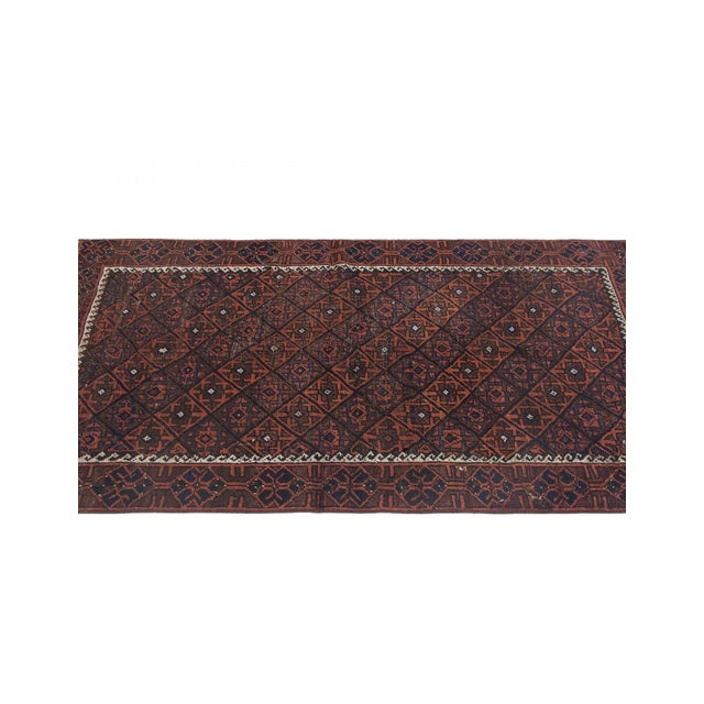 1950s Decorative Small Vintage Afghan Wool Rug - 3`2" X 5`1" For Sale - Image 5 of 6