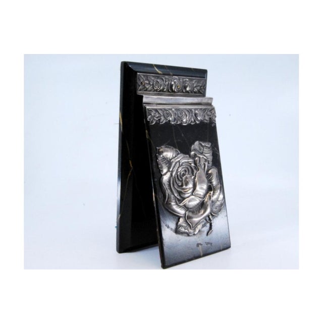 Stone Block Holder with Silver Applications and Raised Lid Flower For Sale - Image 6 of 10