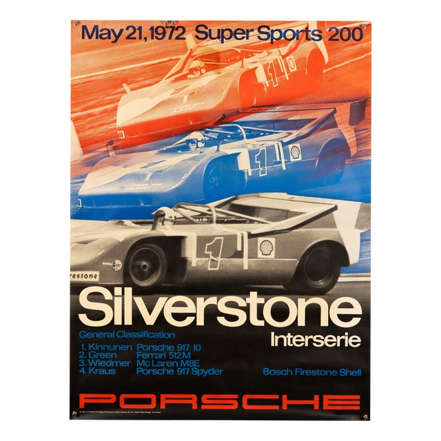 Vintage Original Porsche Poster by Atelier Strenger, 1972 For Sale