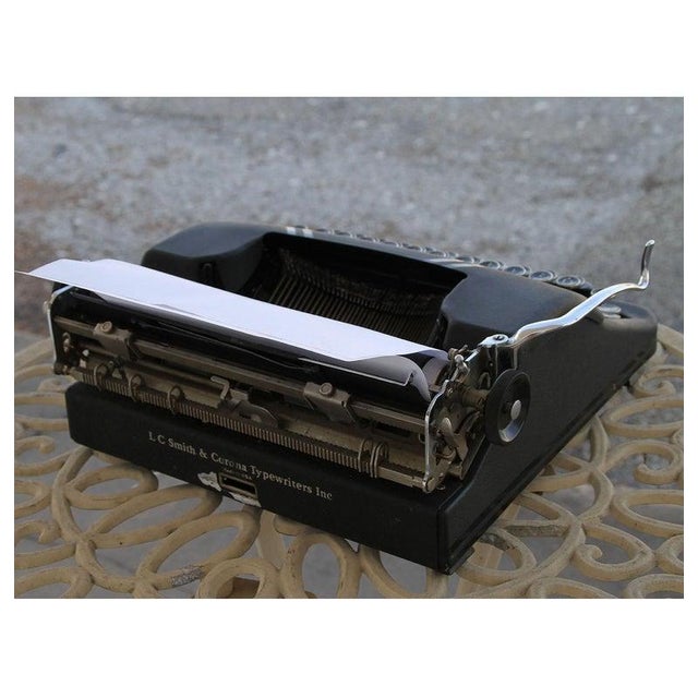 Black Vintage Smith Corona Typewriter and Case For Sale - Image 8 of 12