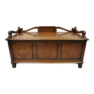 Antique Jacobean Depression Walnut Cedar Chest Blanket Chest Bench Storage Trunk For Sale