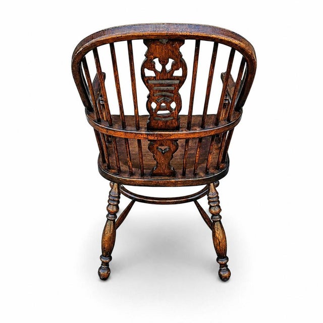 Vintage Oak Wheelback Windsor Armchairs, 1980s, Set of 9 For Sale - Image 9 of 18