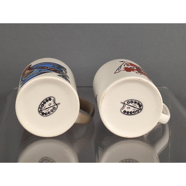Vintage Italian Ceramic Cups and Tray, Italy, 1950s, Set of 3 For Sale - Image 4 of 8