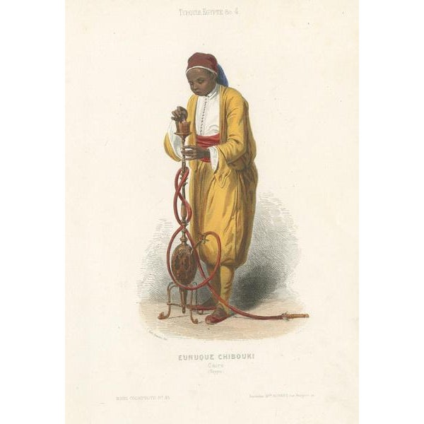 Aubert, Costume Illustration of a Eunuch, Cairo, 1850, Print For Sale - Image 3 of 6