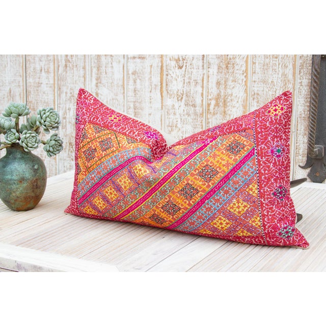 Indian Antique Tania Sindh Silk Pillow For Sale - Image 3 of 10
