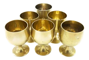 Vintage Mid Century e.p.n.s. Metal Mini-Goblets, Made in India - Set of 6