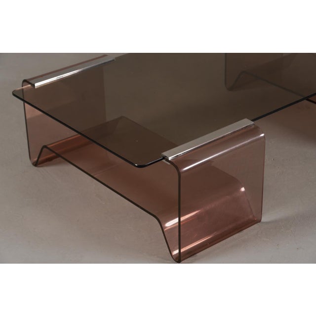 Glass Vintage Acrylic Glass and Glass Coffee Table by Michel Dumas for Roche Bobois, 1970s For Sale - Image 7 of 10