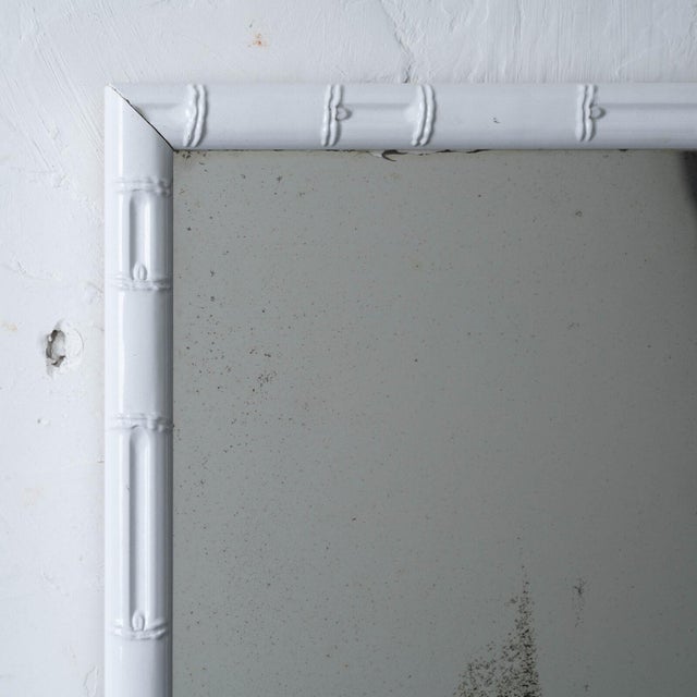 1990s Faux Bamboo White Lacquer Mirror, 20th Century For Sale - Image 5 of 6
