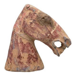 Rare Chinese Han Dynasty Painted Pottery Horse HeadPeriod: Han Dynasty (206 Bce – 220 Ce) For Sale
