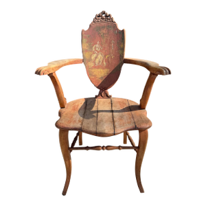 Antique Hand Painted Wood Armchair