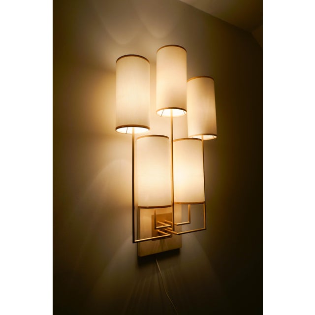 Tiges5 Wall Sconces in Patinated Gold Metal and Fabric by Aymeric Lefort, Set of 2 For Sale - Image 9 of 18