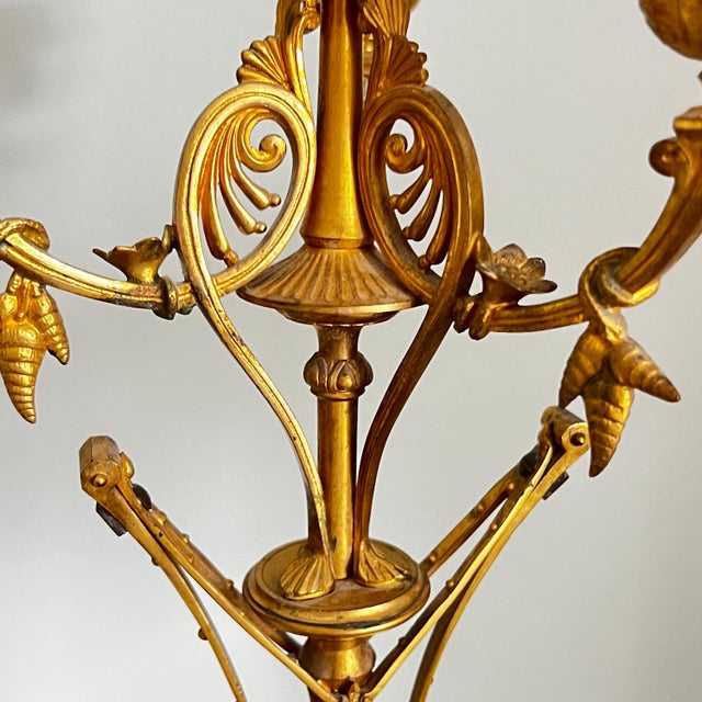 Pair of large antique 3-arm gilt bronze candelabra with black marble // Empire candle holders // black and gold // Napoleon III style For Sale - Image 9 of 15