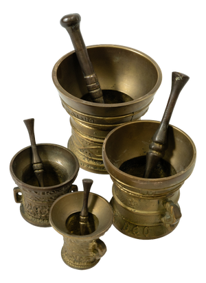 Gothic Bronze Mortars and Pestles, 1900s, Set of 8