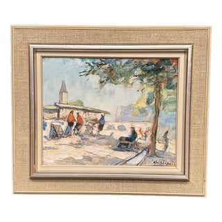 Knut Norman, City Motif, 1950s, Oil Painting on Panel, Framed For Sale