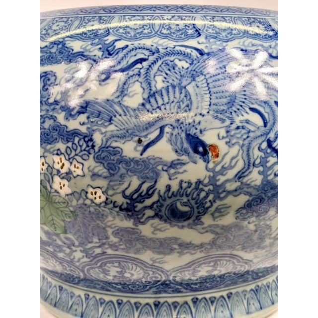 Late 19th Century Late 19th Century Large Blue and White Porcelain Hibachi For Sale - Image 5 of 8