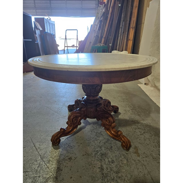 Late 19th Century Late 19th Century Rococo Revival Marble-Top Center Table For Sale - Image 5 of 14
