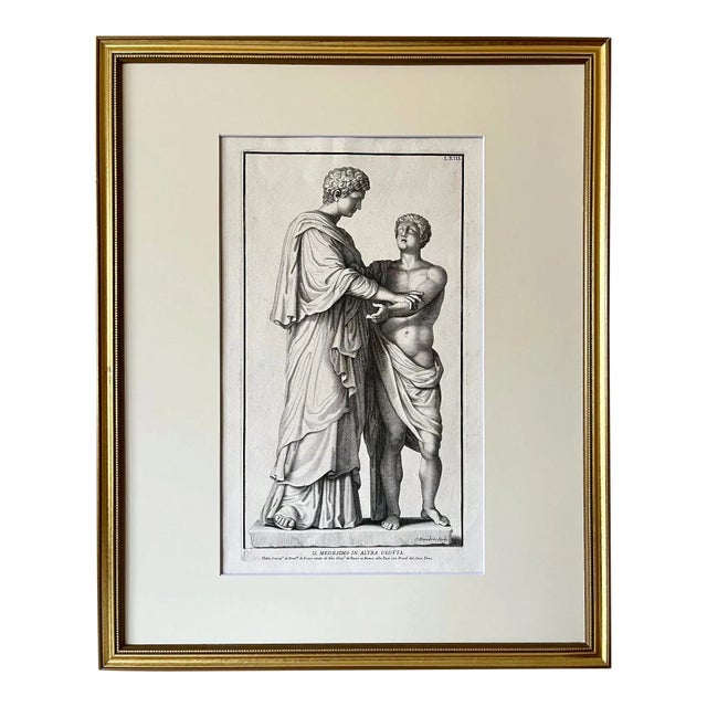 Original Italian Antique Engraving Print of Roman Statuary by Domenico De Rossi Published Rome 1704 For Sale