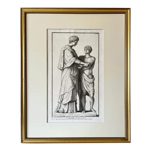 Original Italian Antique Engraving Print of Roman Statuary by Domenico De Rossi Published Rome 1704