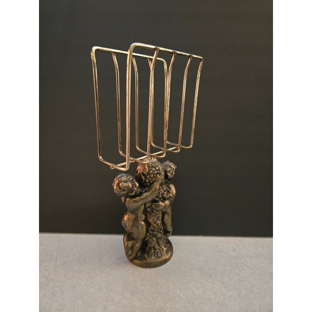1960s Vintage Mid Century Cherub Angel Brass Towel Holder For Sale - Image 5 of 8