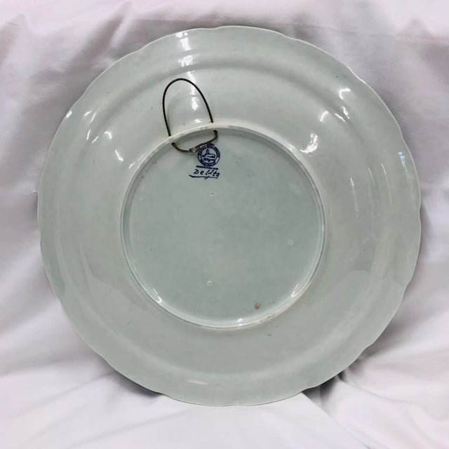 English Late 20th Century Delft Blue and White Platters - Set of 2 For Sale - Image 3 of 8