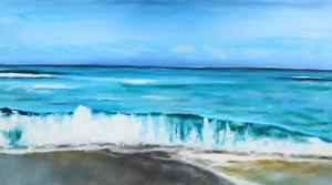 Large Ocean Beach Landscape Oil Painting on Canvas "Beyond the Sea 3" Original Artwork by Bettina Mauel