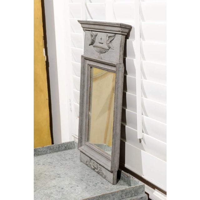 Gray Swedish Neoclassical Style 19th Century Mirror with Doves Perched on an Urn For Sale - Image 8 of 11