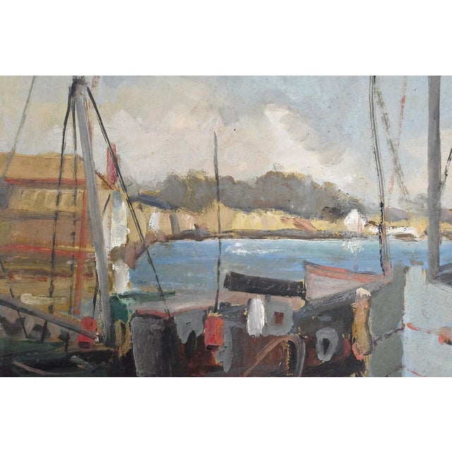 Boulard, Tuna Boats at Quayside, Oil on Panel, Mid-20th Century For Sale - Image 9 of 14