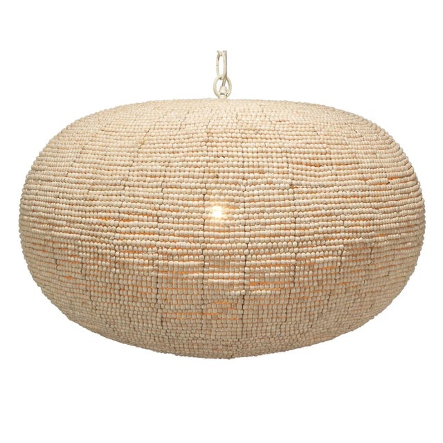 Jamie Young Whirlpool Iron & Wood Bead Pendant For Sale - Image 4 of 8