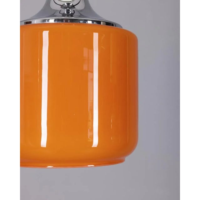 1970s Vintage Italian Metal and Orange Glass Pendant, 1970s For Sale - Image 5 of 9