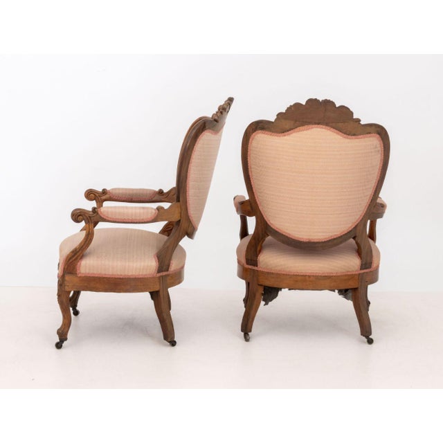 Louis XV Style Walnut Fauteuils, Pair For Sale - Image 4 of 10