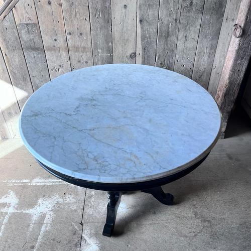 Vintage Round Table with Marble Top For Sale - Image 3 of 11