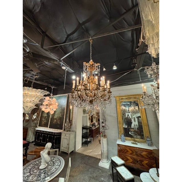 Fine 19th C. French Gilt Bronze and Crystal Chandelier For Sale - Image 9 of 9