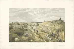 W. Simpson, Bastion Du Mât, Crimean War, 1855, Print