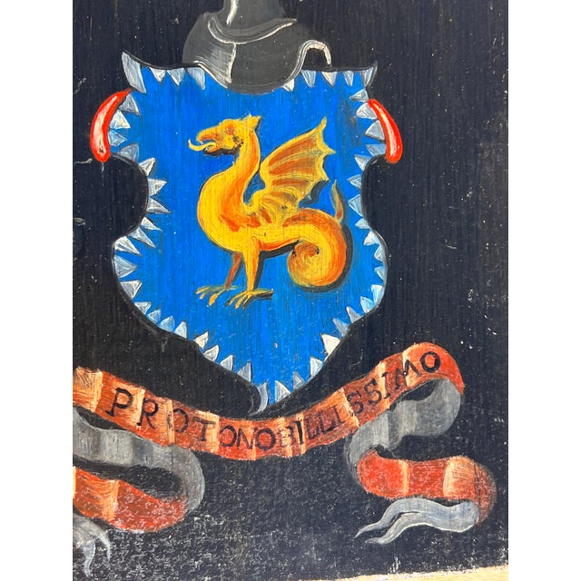 Baroque Style Oil on Wood Coat of Arms Painting Panels of Noble Italian Family After an Antique, 3 Pieces For Sale - Image 11 of 13