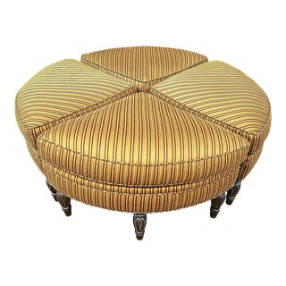 4 Piece Round Sectional Upholstered Pouf Souffle Style Ottoman Foot Stool Chairs For Sale
