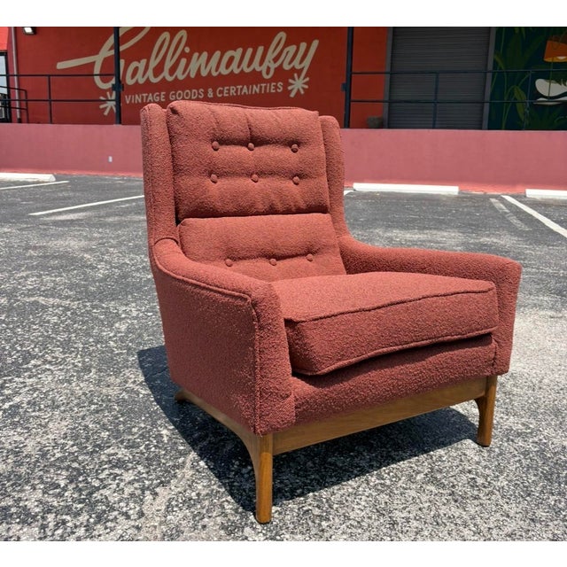 Fully-restored lounge chair and ottoman with a perfect steeped in lounging angle. Bases on both were refinished, both...