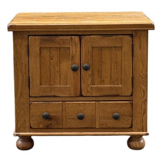 Broyhill “Attic Heirloom” Rustic Oak Nightstand For Sale