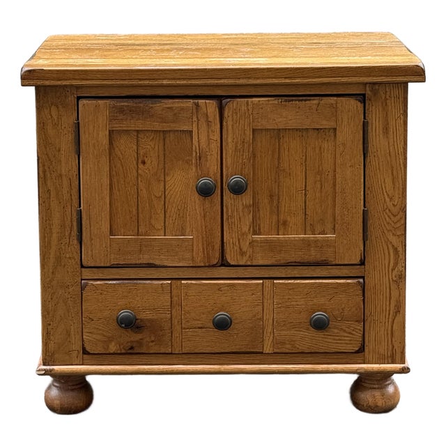 Broyhill “Attic Heirloom” Rustic Oak Nightstand For Sale
