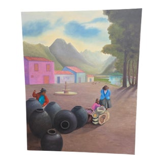 Latin American Street Scene by Agusto Brocca For Sale