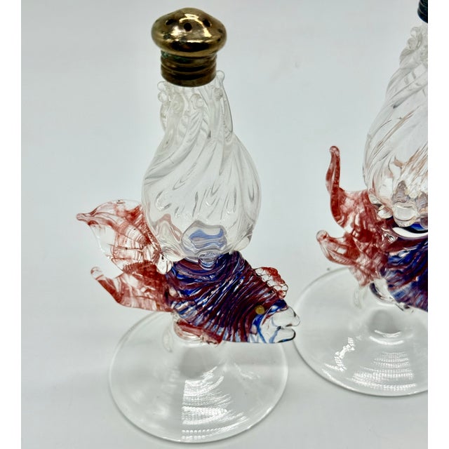 1995 Gazelle Hand Blown Tropical Fish Art Glass Salt & Pepper Shakers For Sale In West Palm - Image 6 of 10