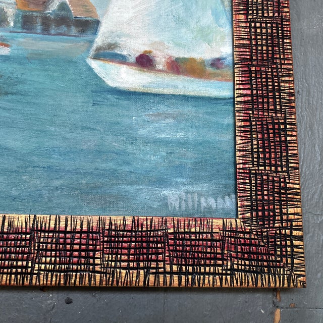 1960’s Original Impressionist California Harbor Seascape Painting For Sale - Image 4 of 6