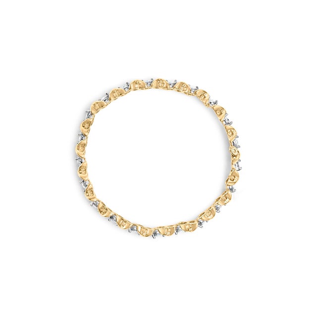 Contemporary 14K Yellow Gold 5.00 Cttw Round-Cut Diamond X-Link 7.5" Bracelet (J-K Color, I1-I2 Clarity) For Sale - Image 3 of 6