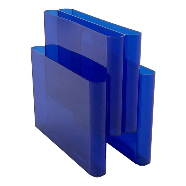 Blue Acrylic Glass Magazine Rack by Giotto Stoppino for Kartell, 1970s For Sale