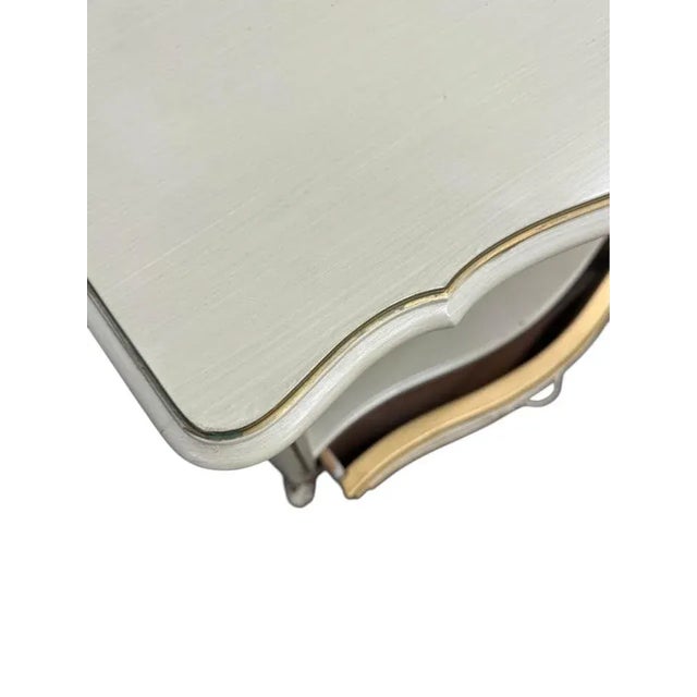 Vintage Mid-Century Rhone Off-White (Cream) & Gold French Provincial 1 Drawer Nightstands - A Pair For Sale - Image 9 of 11