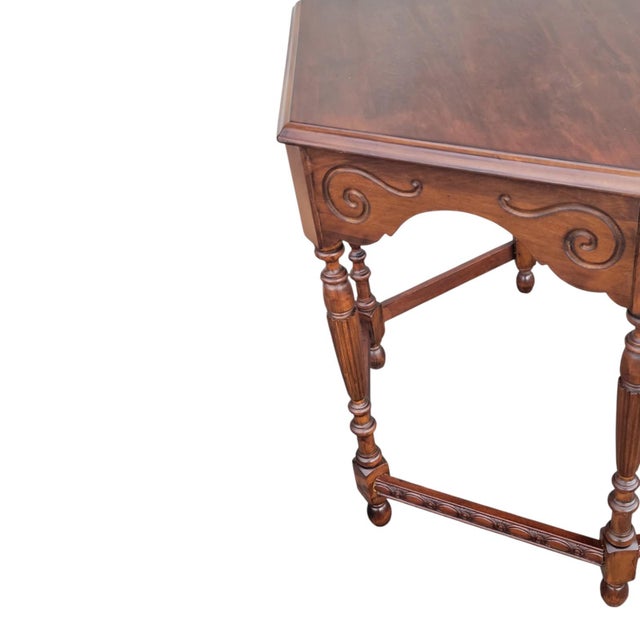 1940s Vintage American Cherry Center Table Carved Traditional For Sale - Image 16 of 17